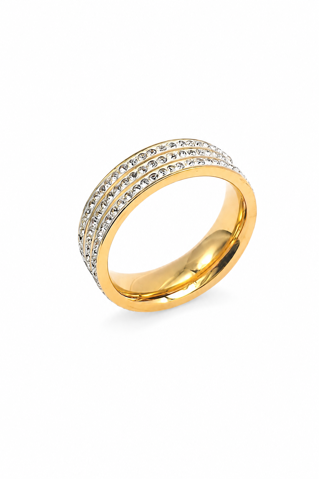 Zirconia Gold Bond Ring – 14K Gold Plated Surgical Steel