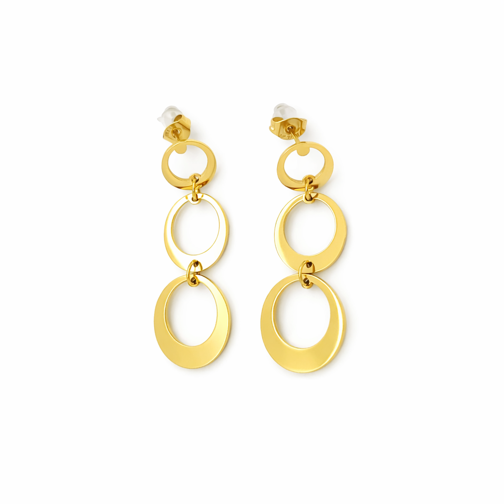 Kolczyki owalne – stal chirurgiczna platerowana 14-karatowym złotem