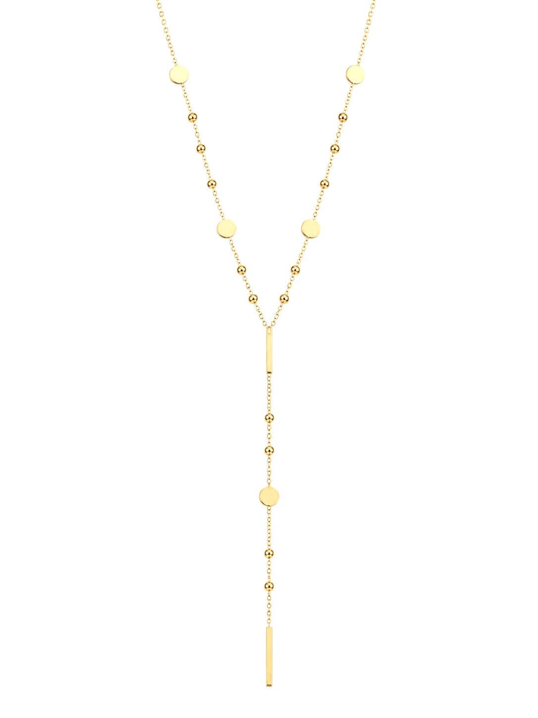 14K Gold Plated Coin Y Necklace – Surgical Stainless Steel