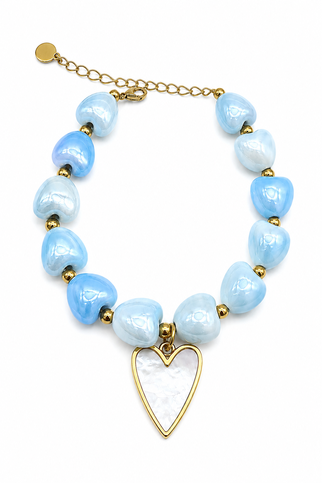Blue Heart Bracelet – 14K Gold Plated Surgical Steel