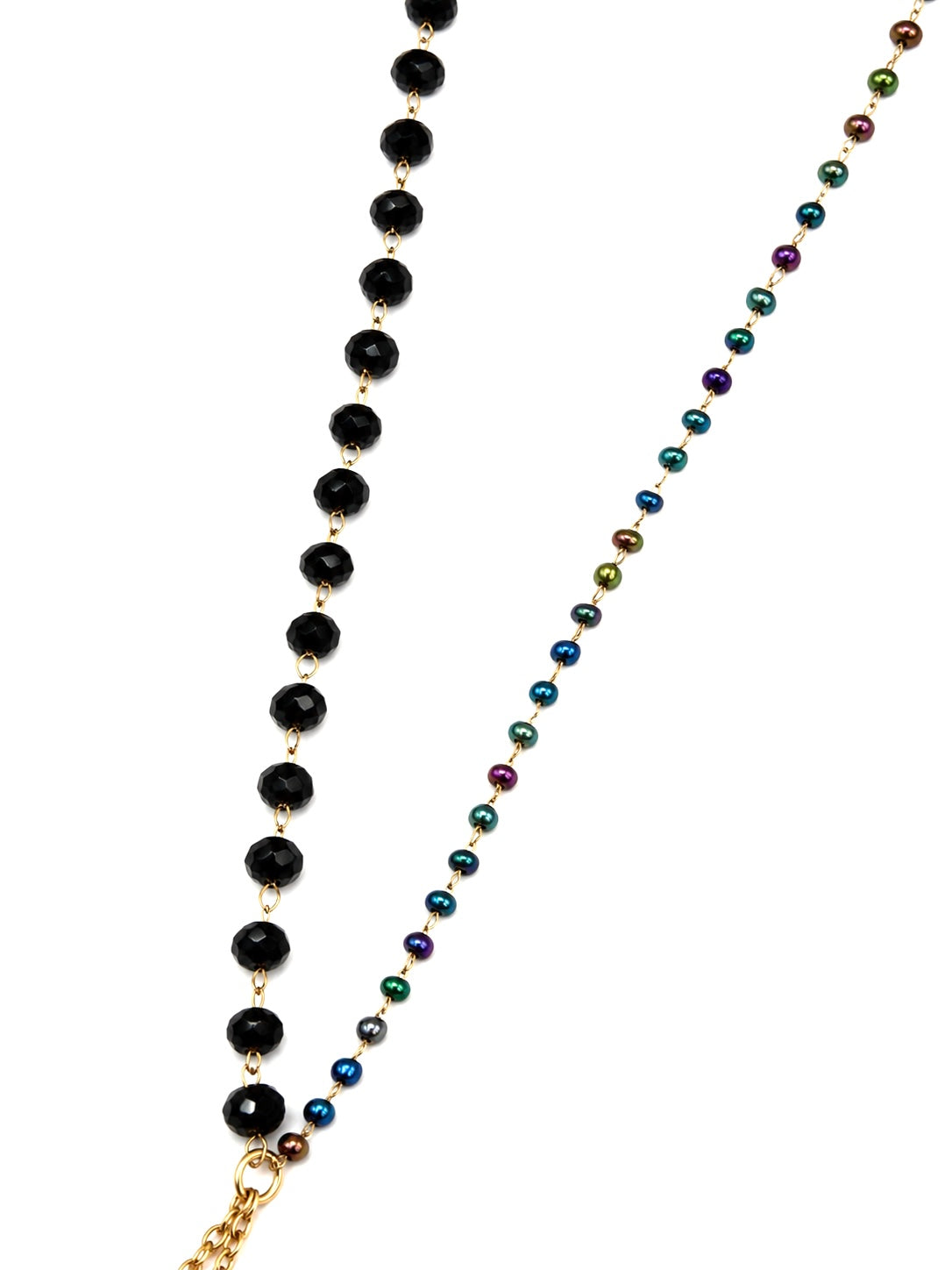 Midnight Rainbow Lariat Necklace – 14K Gold Plated Stainless Steel