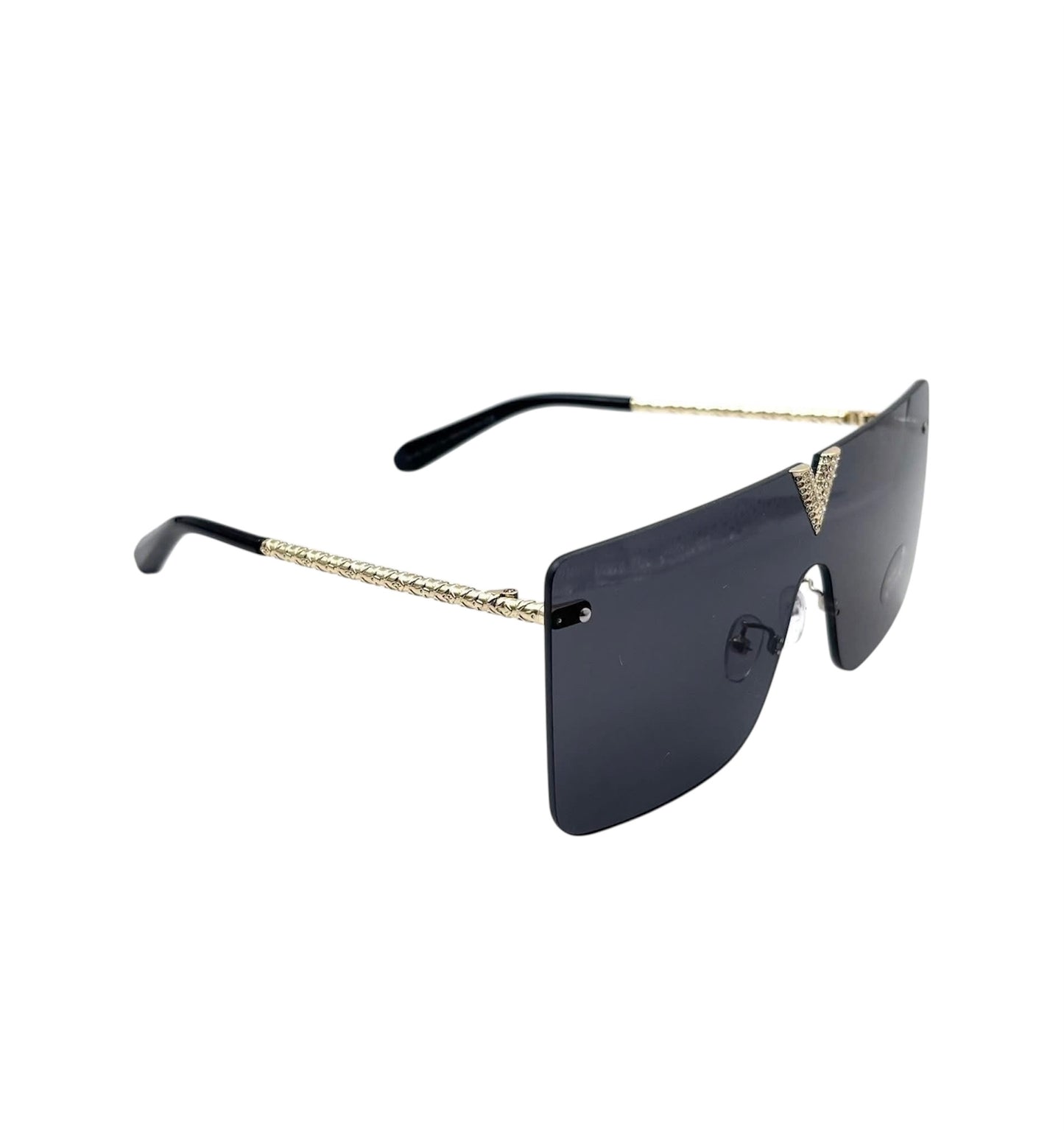 Duże okulary przeciwsłoneczne z płaską górą – złote detale