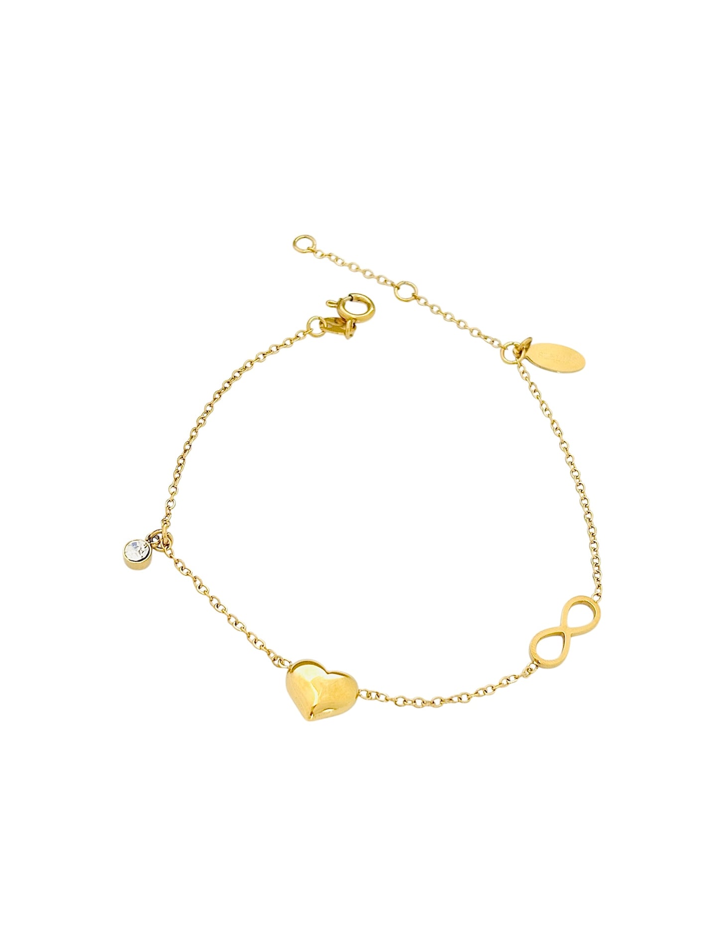Heart & Infinity Bracelet – 14K Gold Plated Surgical Steel