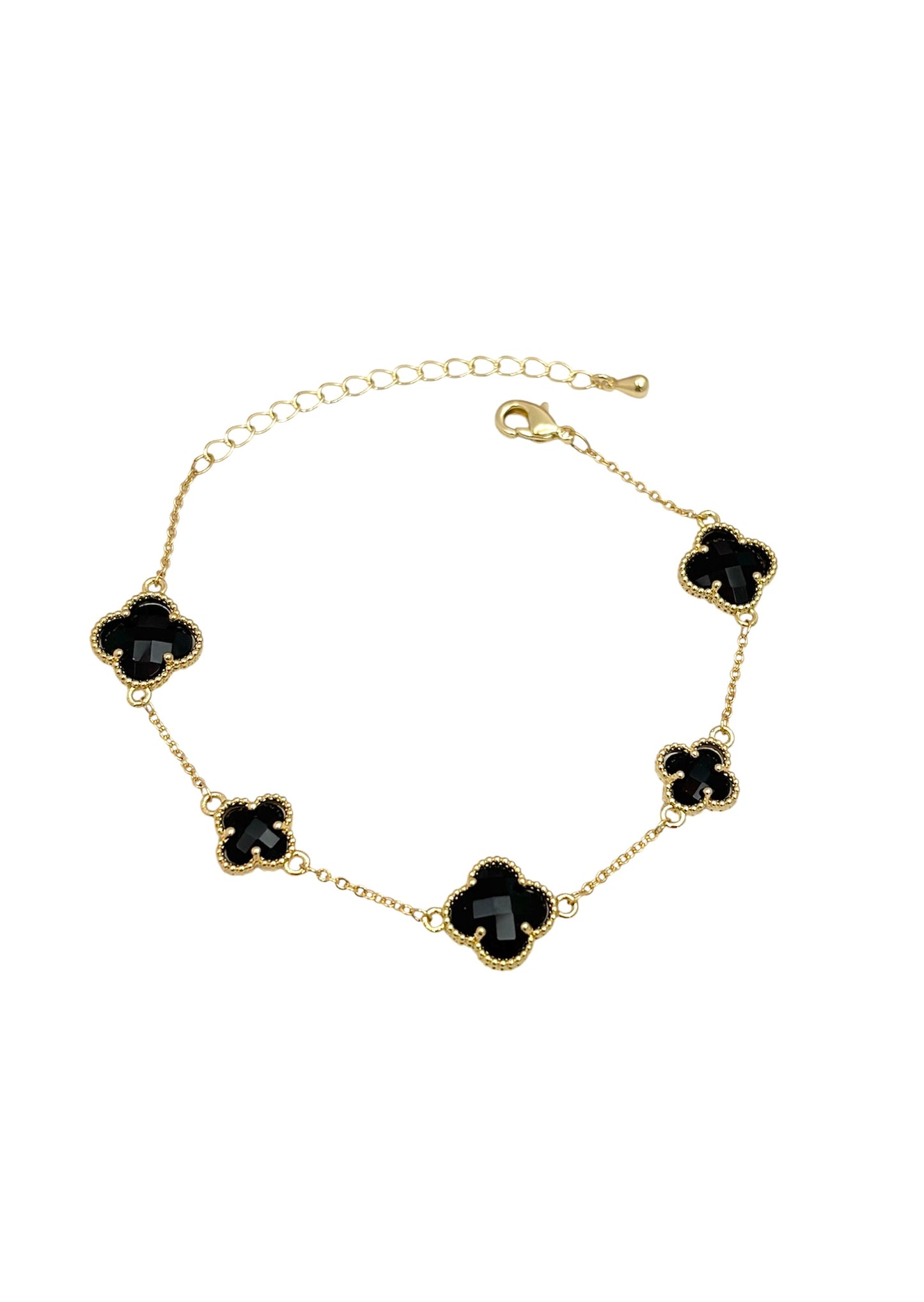 Black Clover Charm Bracelet – 14k Gold Plated Copper