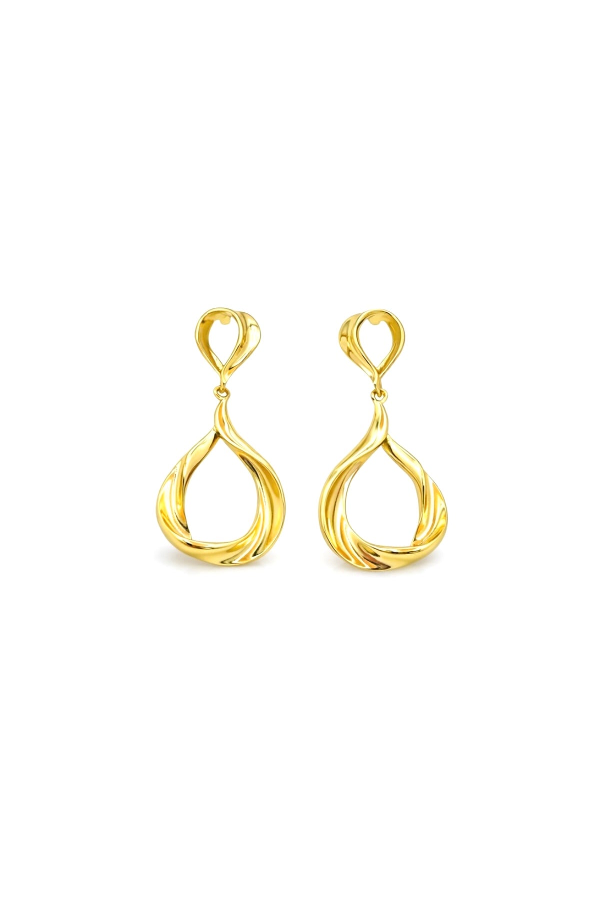 Gold Twist Drop Earrings – 14K Gold Plated Surgical Stainless Steel (3cm)