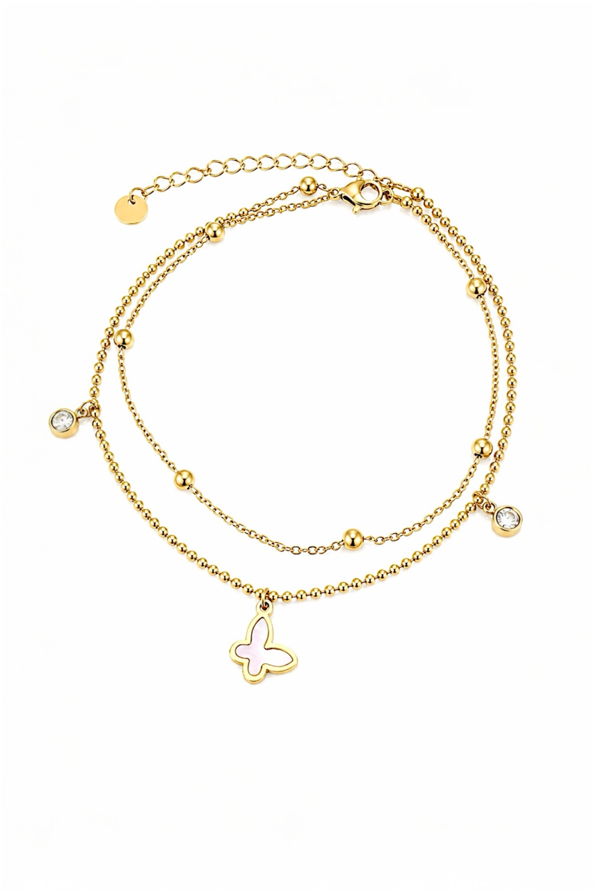 Butterfly Charm Anklet – 14K Gold Plated Surgical Steel