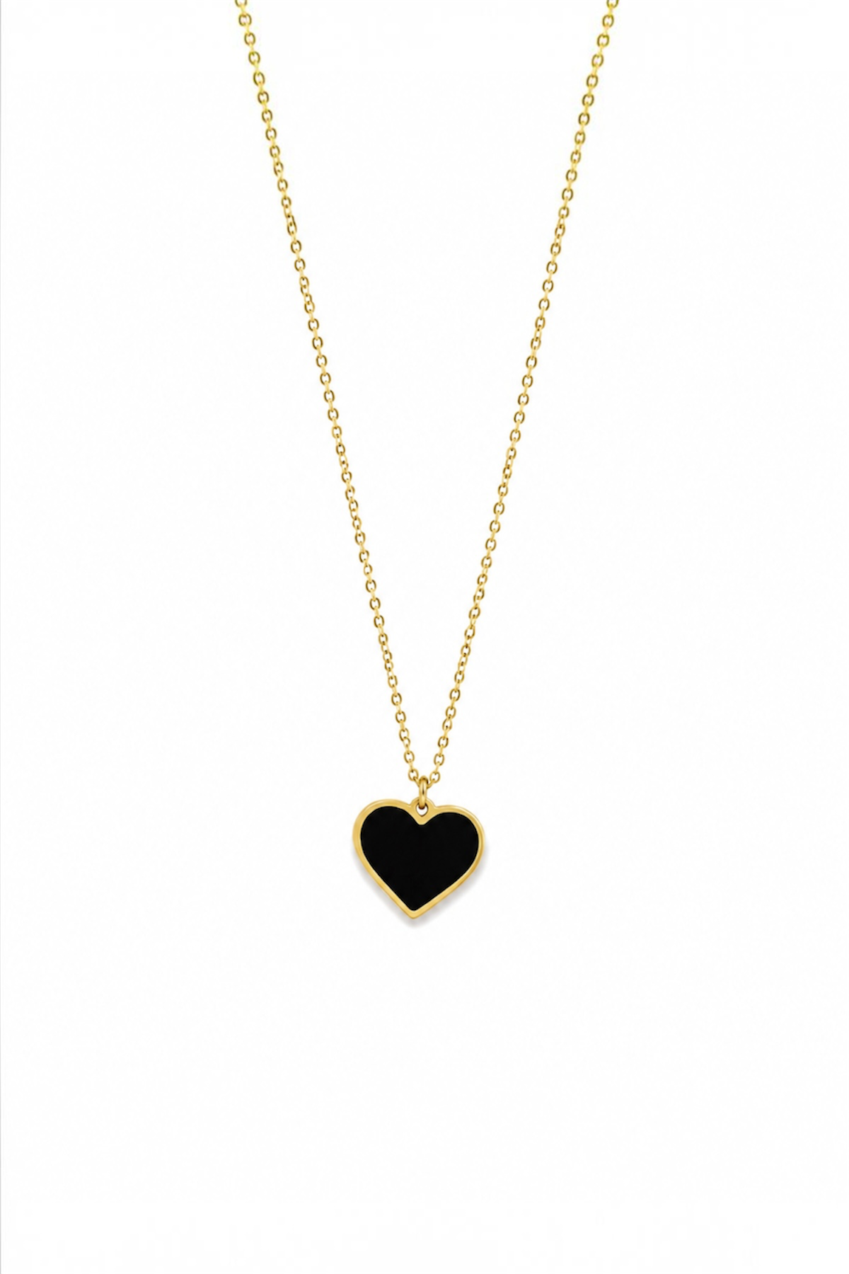Black Heart Necklace – 14k Gold Plated Surgical Stainless Steel