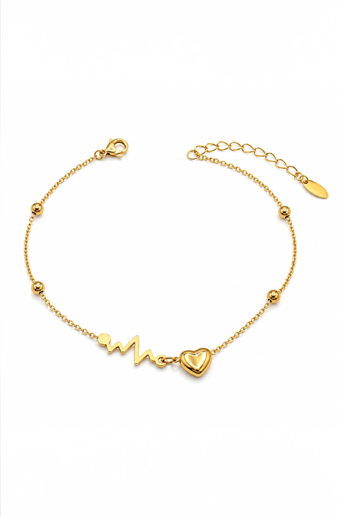 Heartbeat Heart Anklet– 14K Gold Stainless Steel