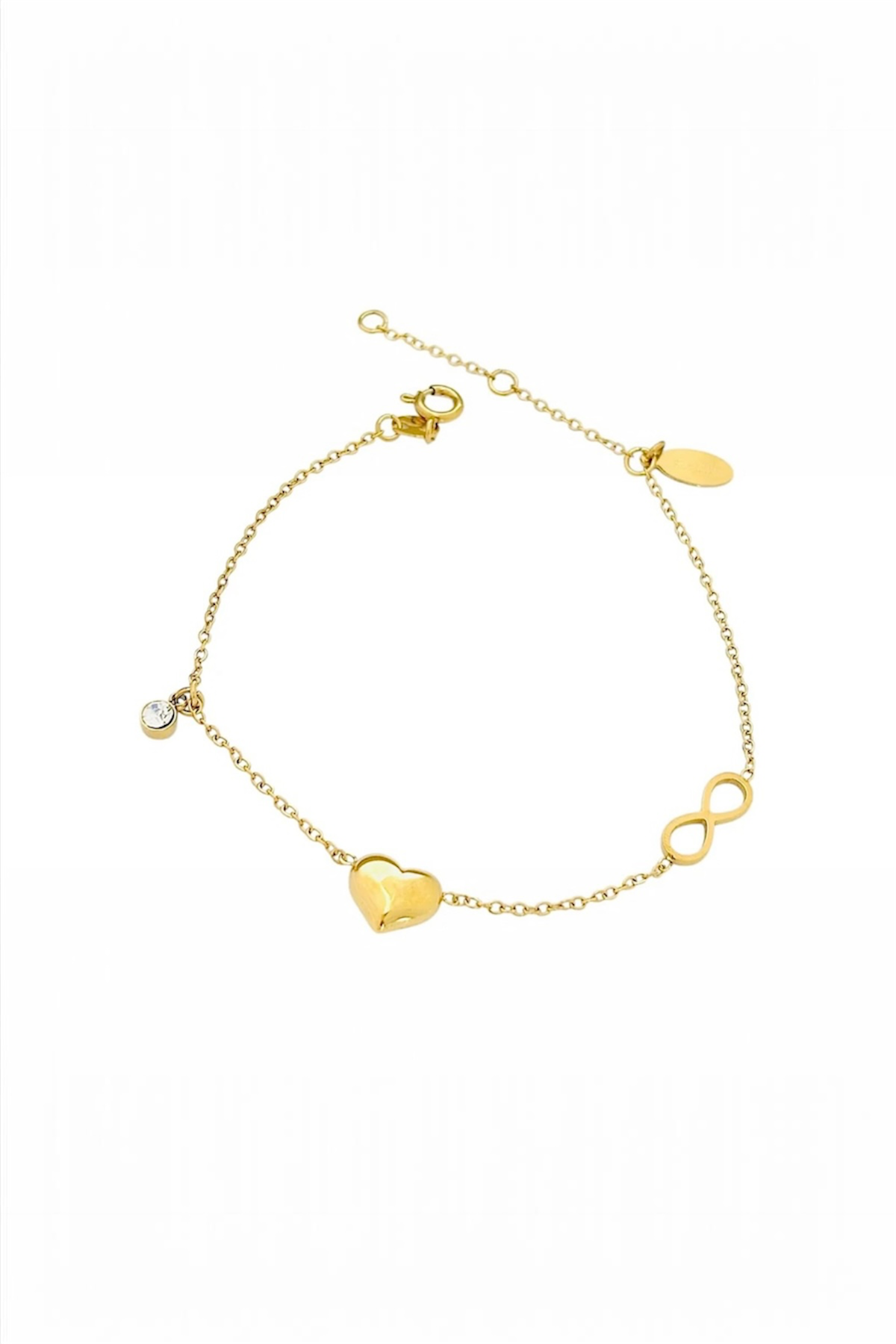 Heart & Infinity Bracelet – 14K Gold Plated Surgical Steel