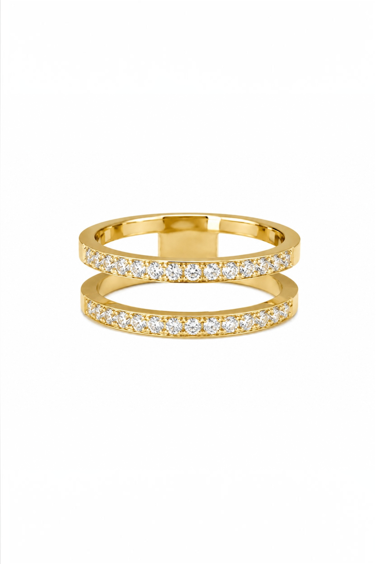 Dual Sparkle Ring – 14K Gold Plated Surgical Steel