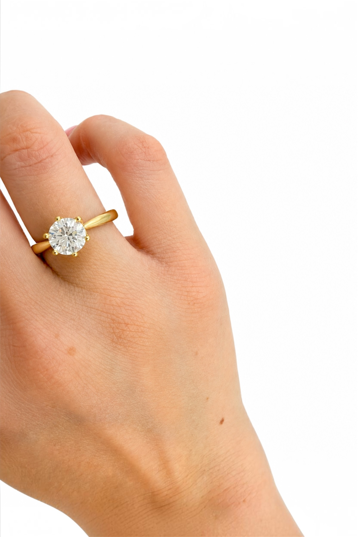 Solitaire Ring with Cubic Zirconia 14K Gold Plated- Copper