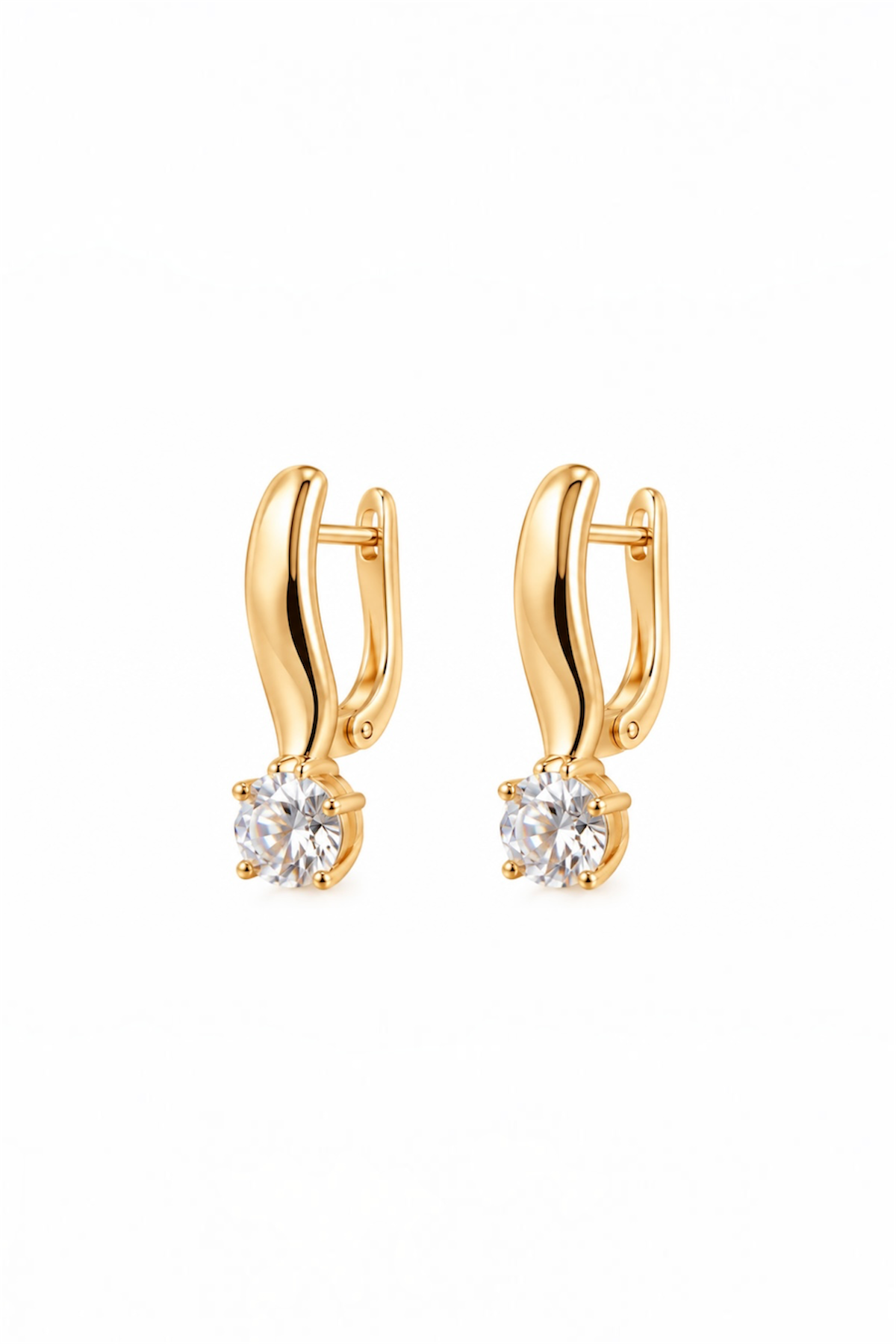 18K Gold Plated Cubic Zirconia Latch Back Earrings