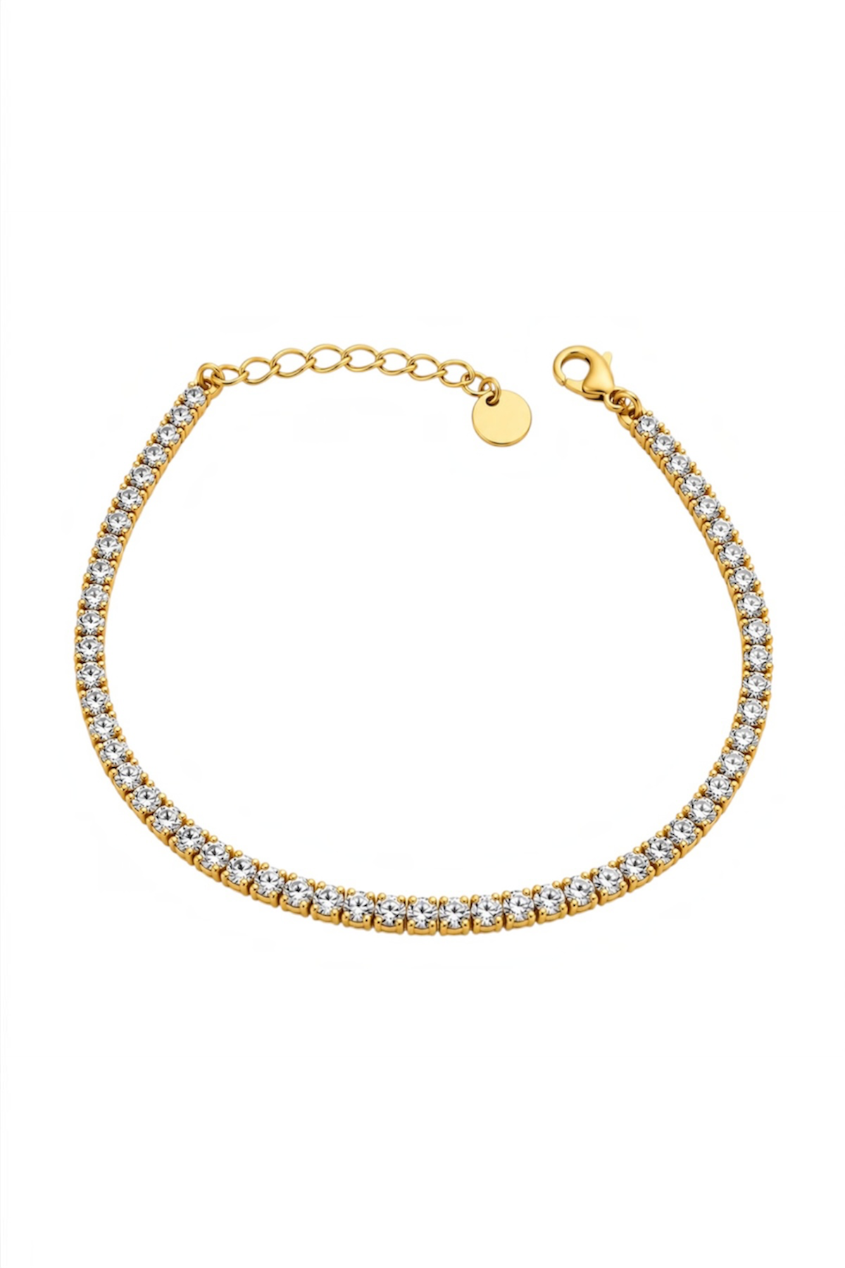 Gold-Plated Tennis Bracelet with Sparkling Cubic Zirconia Stones