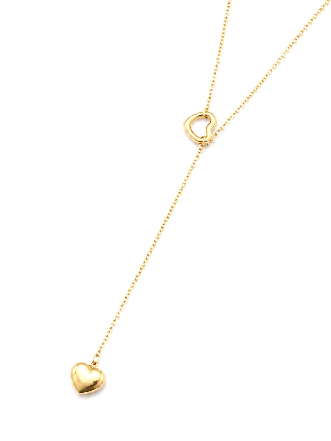 Golden Heart Lariat Necklace – 14K Gold Plated Surgical Stainless Steel