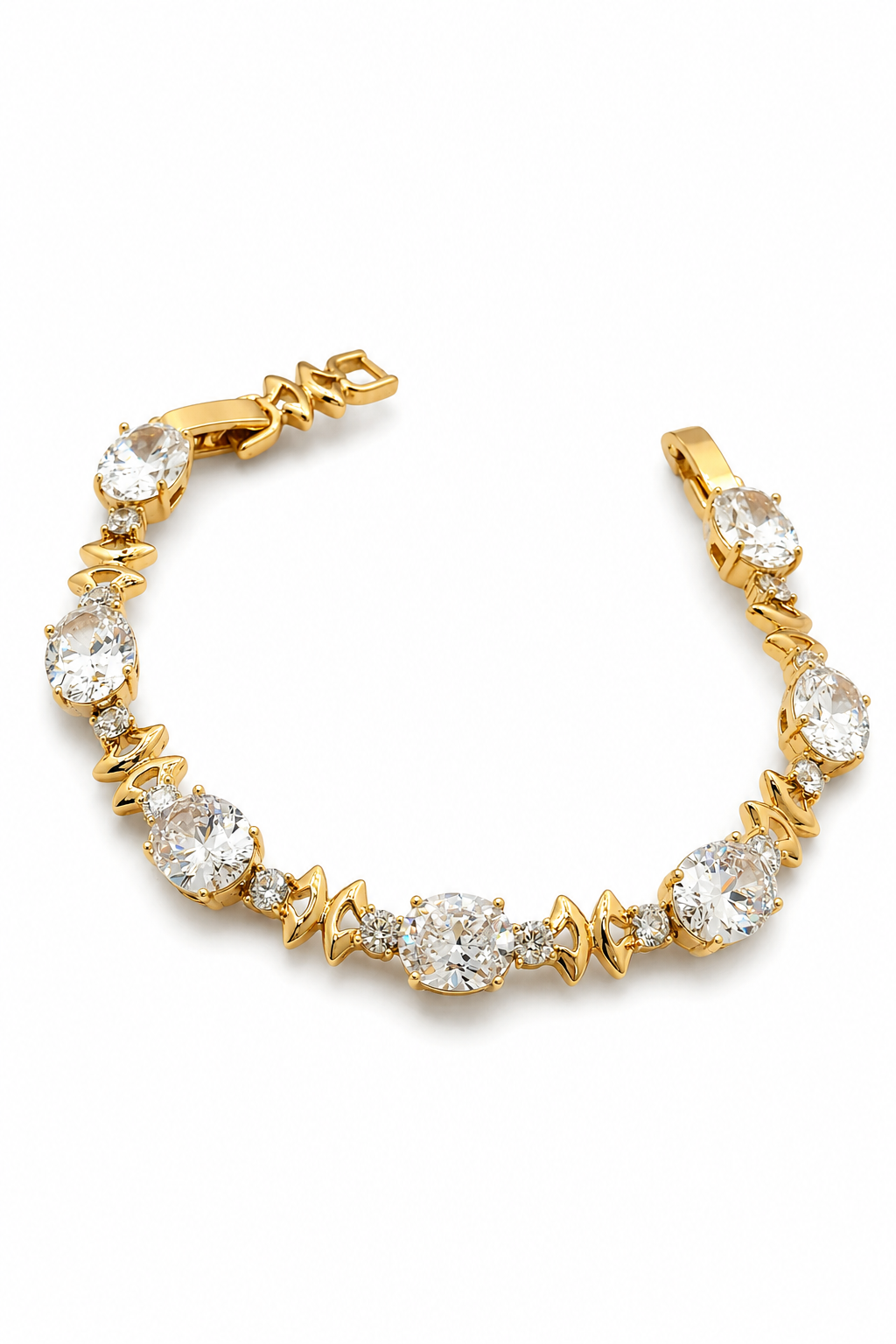 Crystal Zirconia Bracelet – 18K Gold Plated copper
