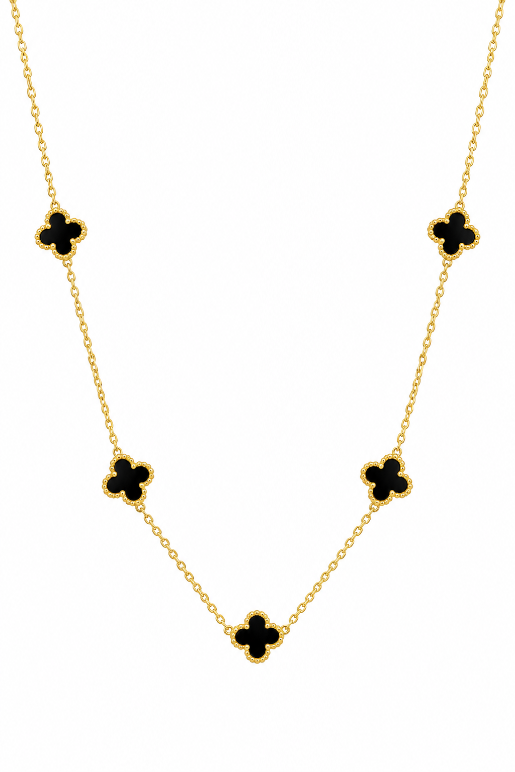Black Clover Necklace – 14K Gold Plated Stainless Steel