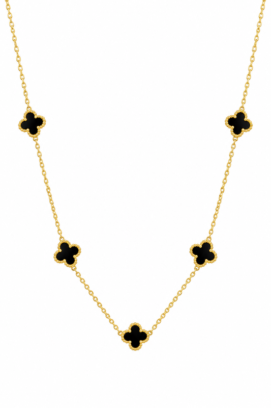 Black Clover Necklace – 14K Gold Plated Stainless Steel