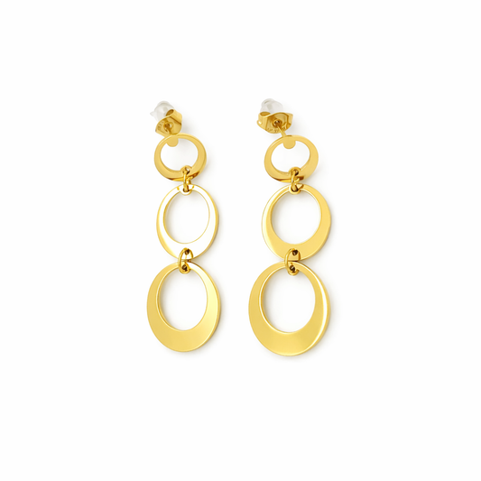 Kolczyki owalne – stal chirurgiczna platerowana 14-karatowym złotem