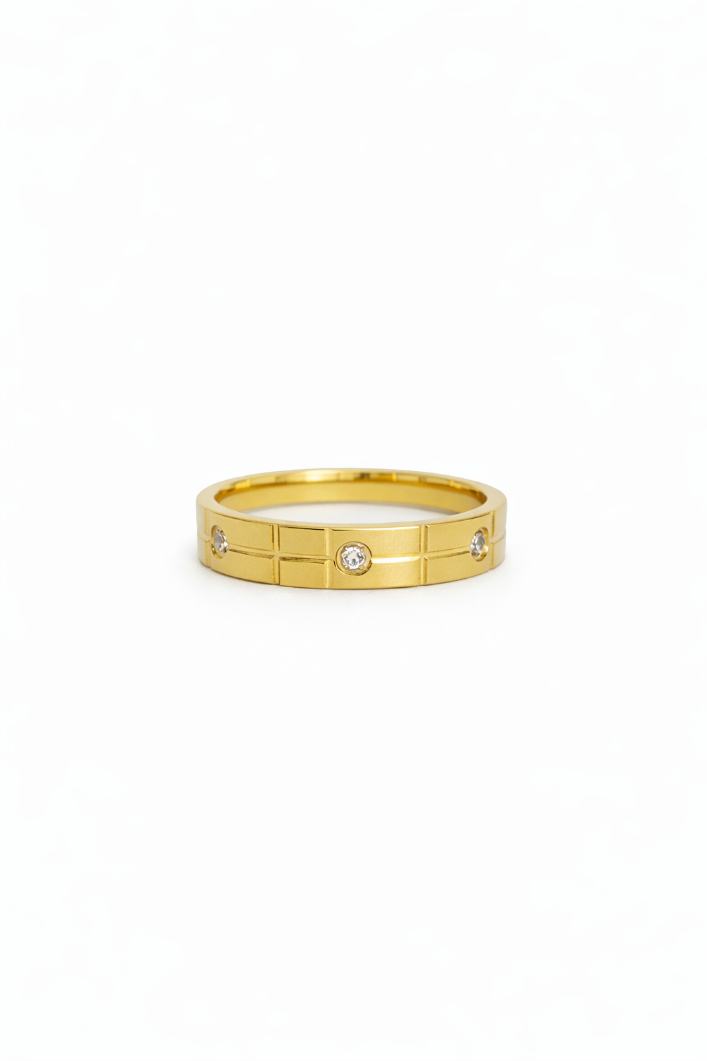Classic Zirconia Gold Band Ring – 14K Gold Plated Surgical Steel