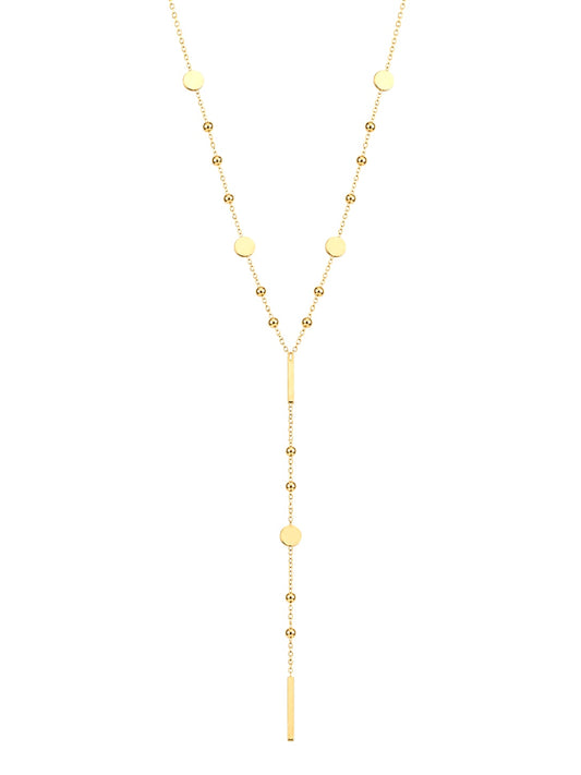14K Gold Plated Coin Y Necklace – Surgical Stainless Steel