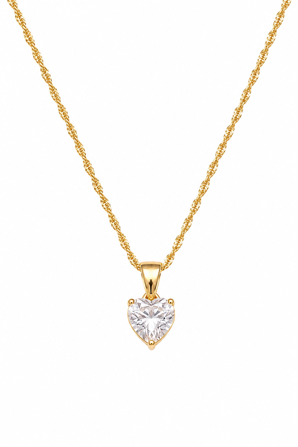 14K Gold-Plated Copper Heart Necklace – Hypoallergenic, 45cm