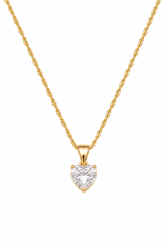 14K Gold-Plated Copper Heart Necklace – Hypoallergenic, 45cm