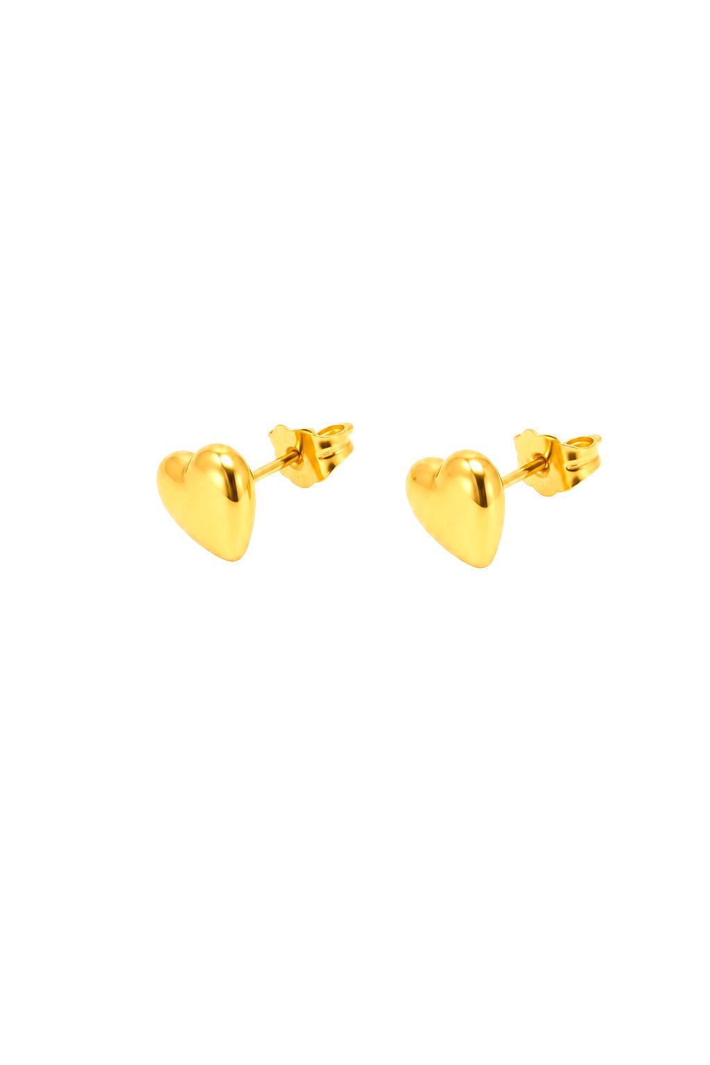14K Gold Puffy Heart Stud Earrings – Stainless Steel