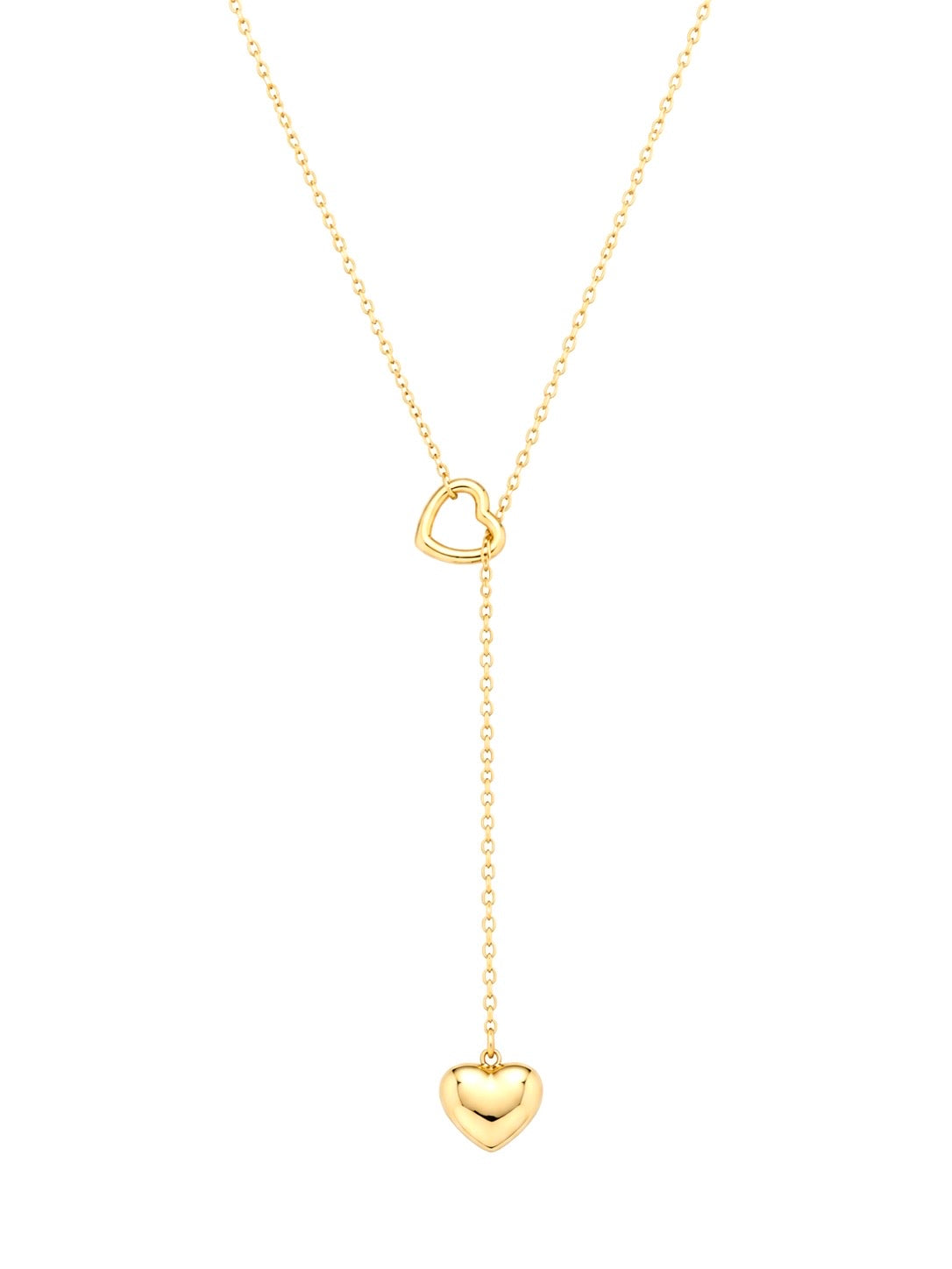 Golden Heart Lariat Necklace – 14K Gold Plated Surgical Stainless Steel
