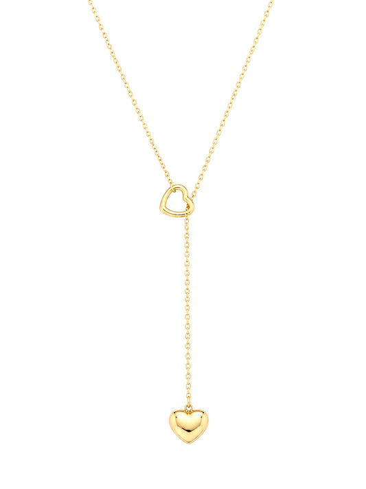 Golden Heart Lariat Necklace – 14K Gold Plated Surgical Stainless Steel