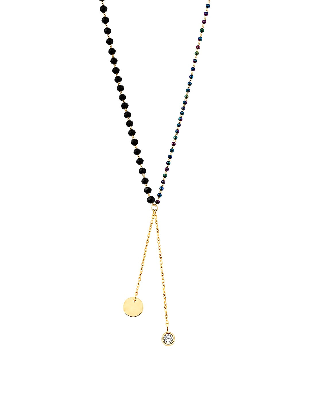 Midnight Rainbow Lariat Necklace – 14K Gold Plated Stainless Steel