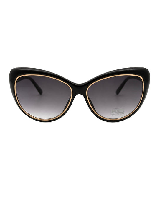 Black Cat Eye Sunglasses with Gold Trim