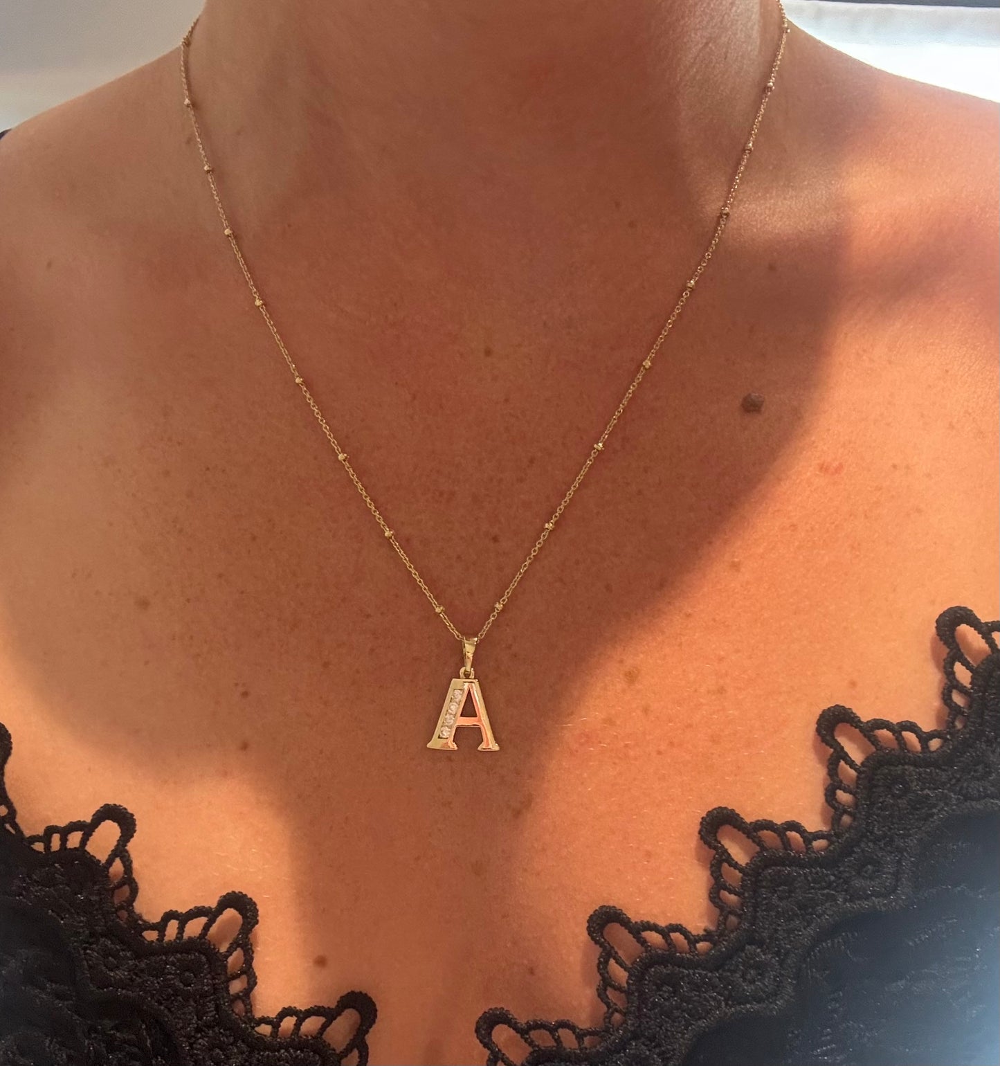 Gold Letter A Necklace – 14k Surgical Steel