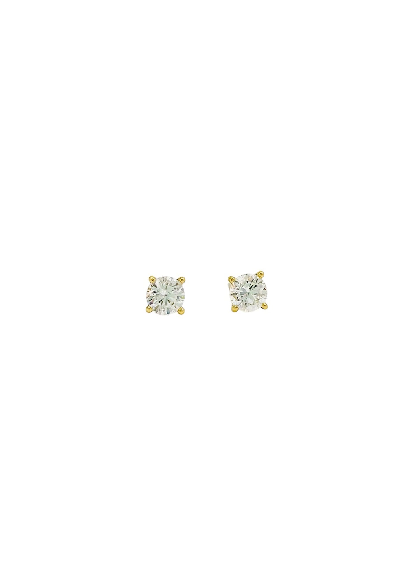 Gold Cubic Zirconia Stud Earrings – 14k Gold Plated Copper (4mm)