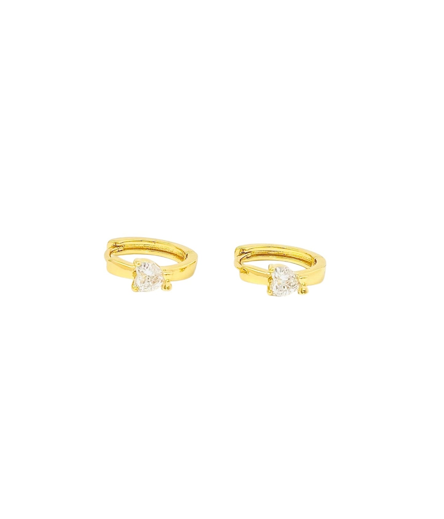 Gold Heart Cubic Zirconia Hoop Earrings – 14k Gold Plated Copper