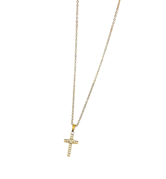Gold Cross Necklace – 14K Gold Plated Surgical Steel