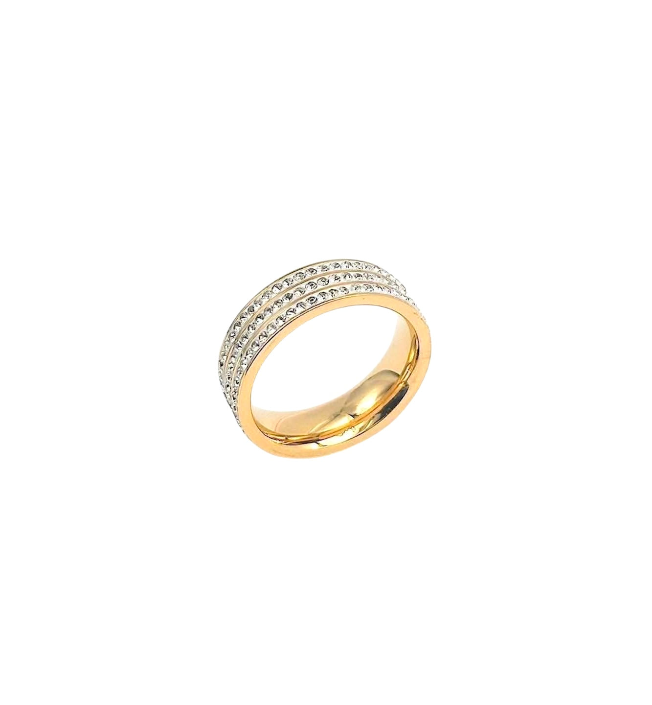Zirconia Gold Bond Ring – 14K Gold Plated Surgical Steel