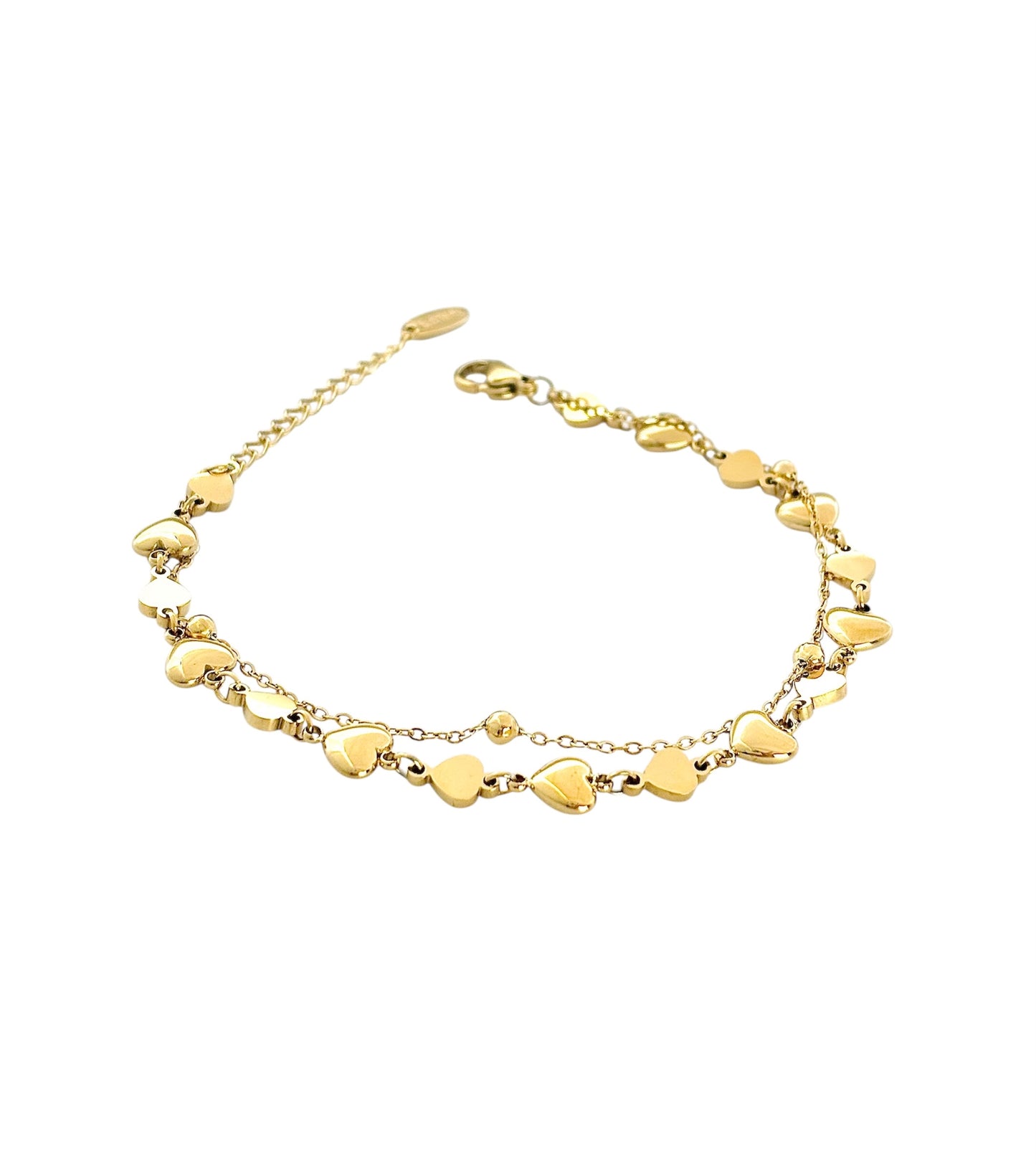 Bransoletka Złote Serca – Stal chirurgiczna pozłacana 14-karatowym złotem