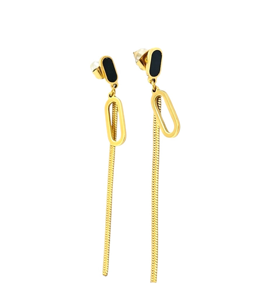 Gold Chain Drop Earrings – 14K Gold Plated Surgical Steel
