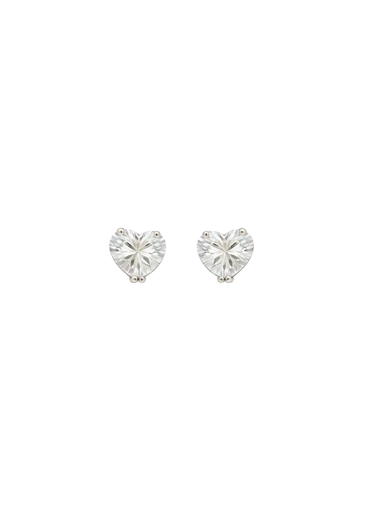 Silver Heart Stud Earrings – 7mm Cubic Zirconia Hypoallergenic Copper