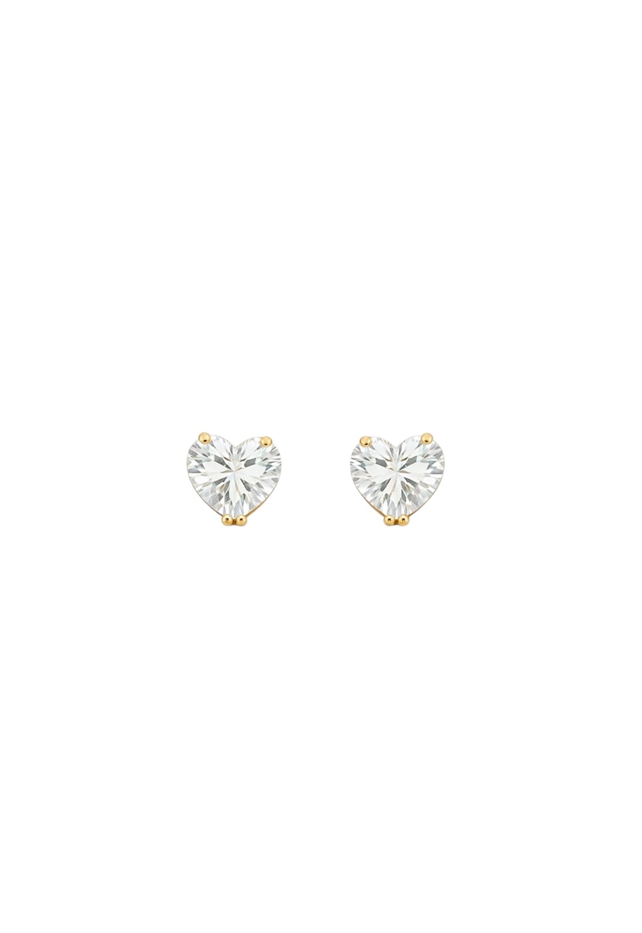 Heart Stud Earrings – 7mm Cubic Zirconia 18K Gold Plated Copper