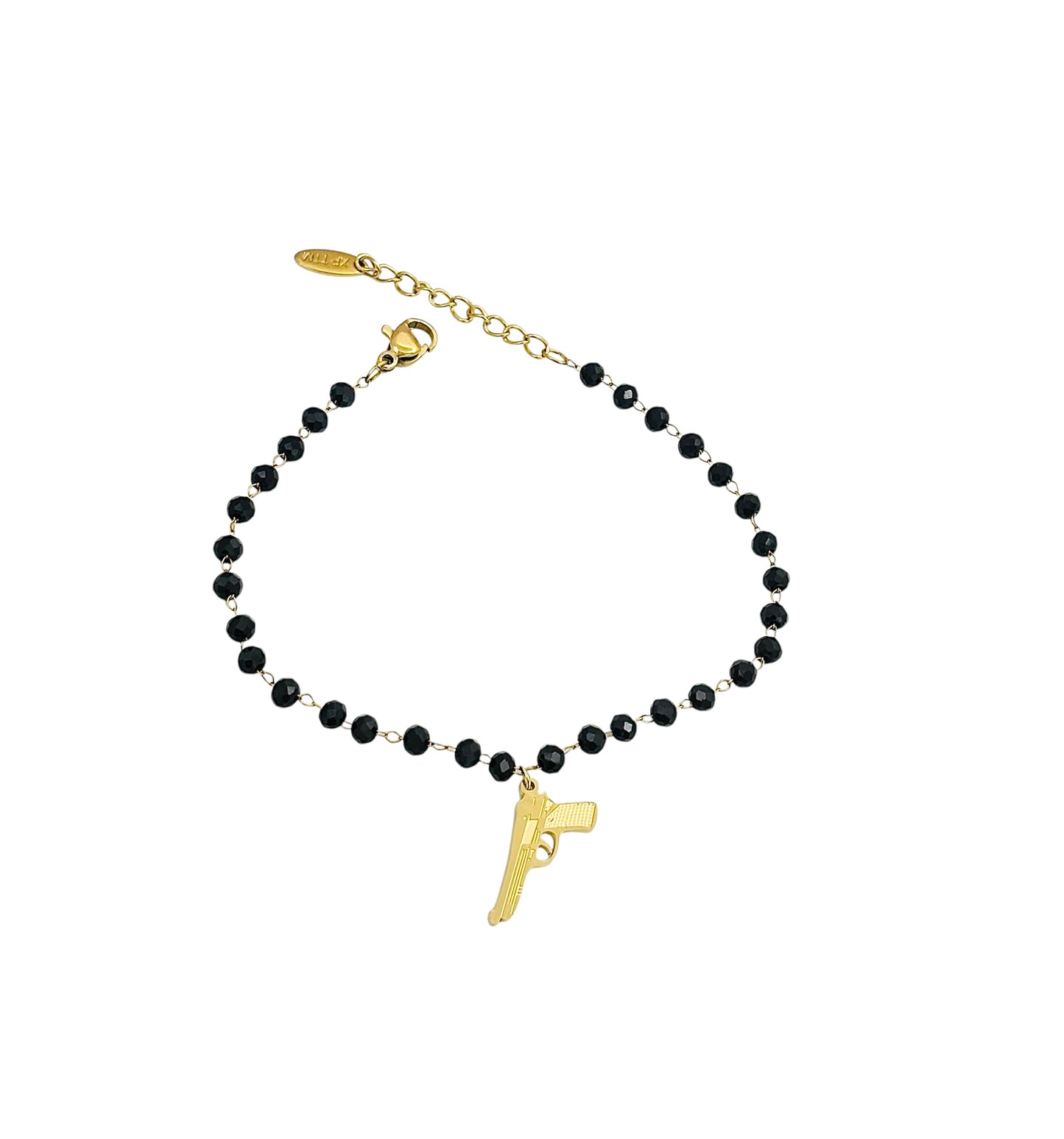 Black Charm Bracelet – Gold Plated Surgical Steel