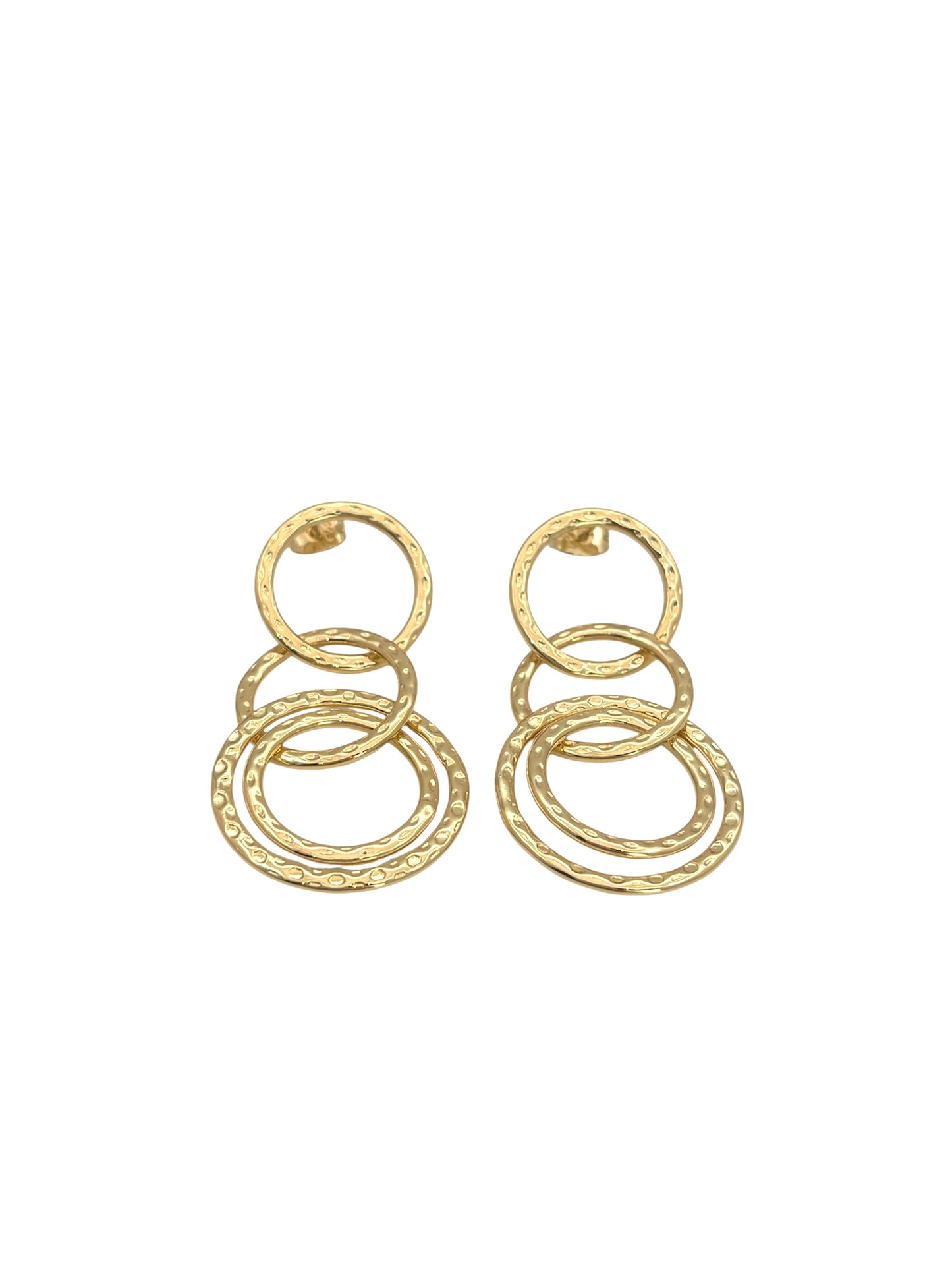 Triple Circle Drop Earrings (5cm) – 14K Gold Plated Surgical Stainless Steel