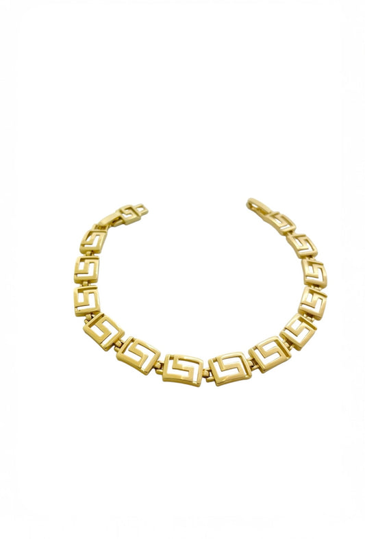 Greek Gold Link Bracelet -  14K Gold Plated