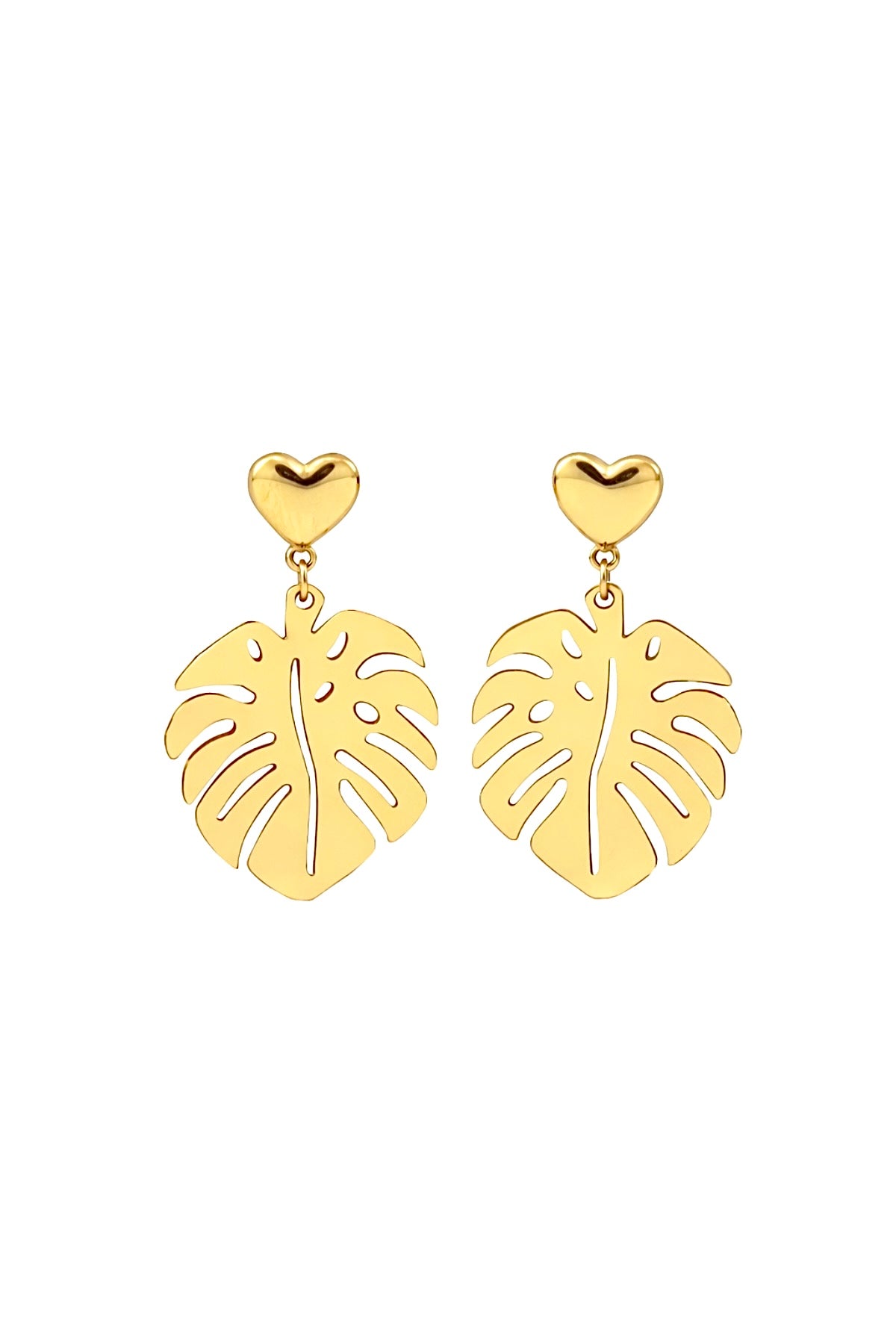 Gold leaf drop earrings - surgical steel