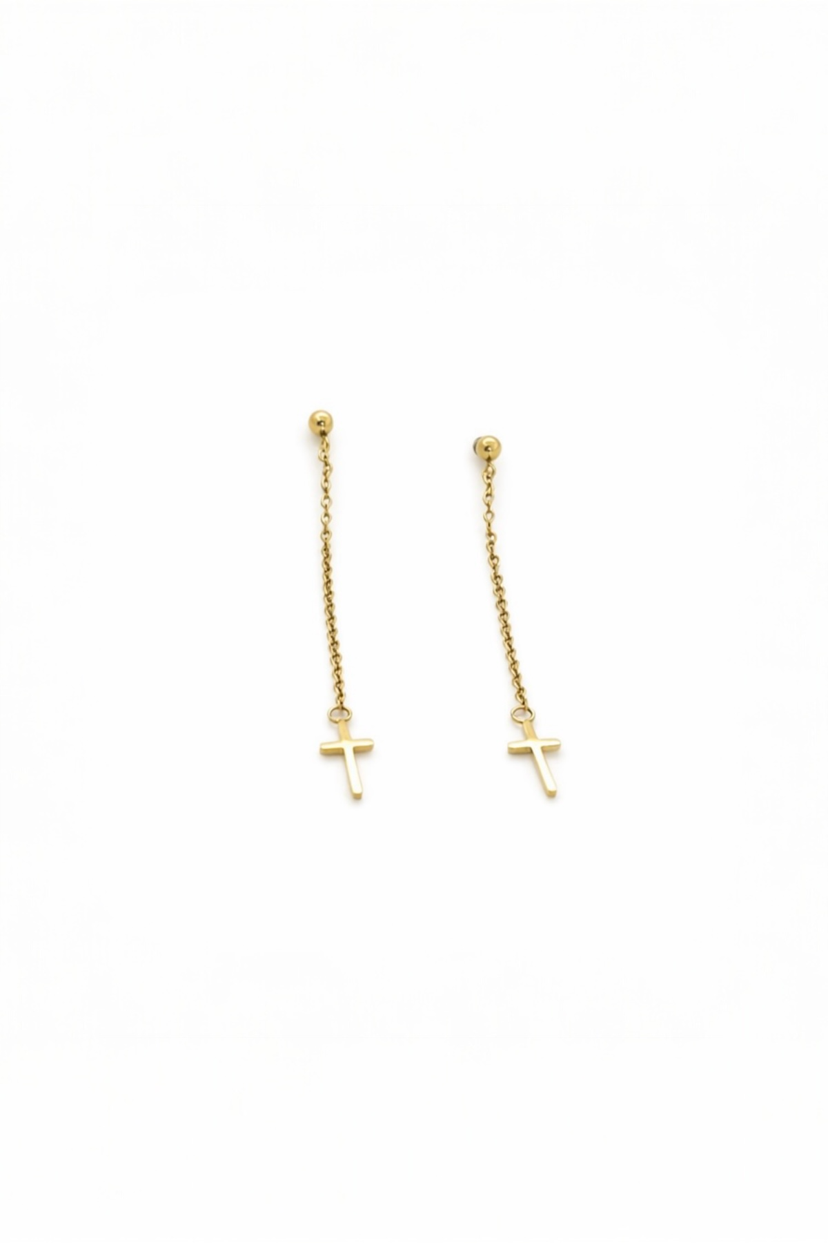 Gold Cross Drop Earrings – Surgical Steel