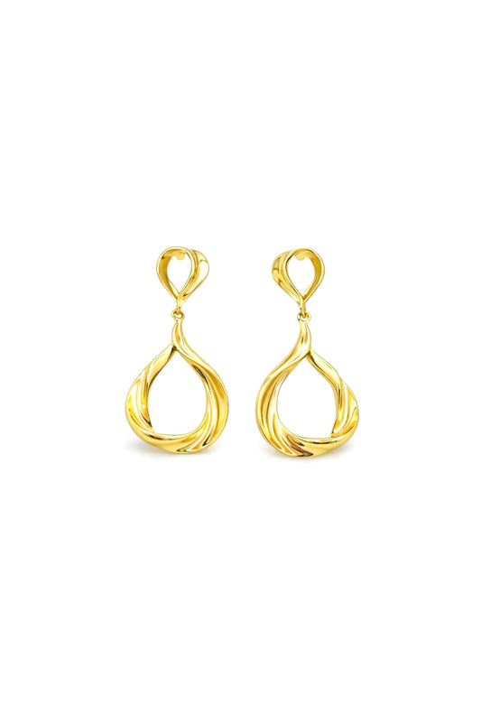 Gold Twist Drop Earrings – 14K Gold Plated Surgical Stainless Steel (3cm)
