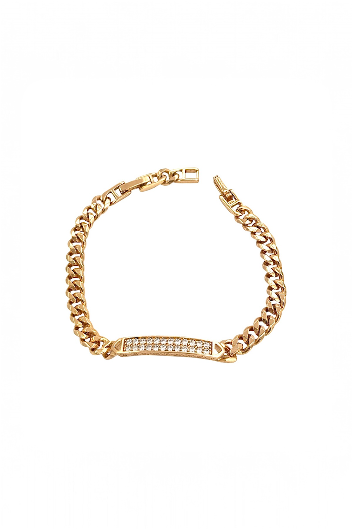 Cuban Chain Bracelet with Crystals – 18K gold-plated copper