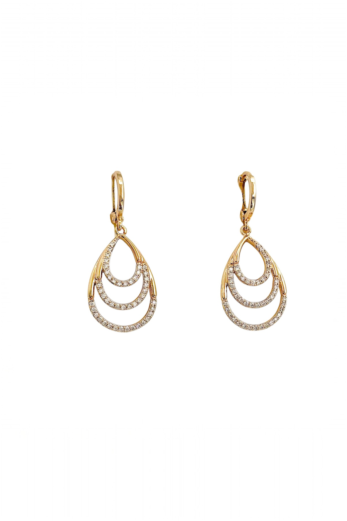 Golden Cascade Hoop Drop Earrings - 18k gold plated