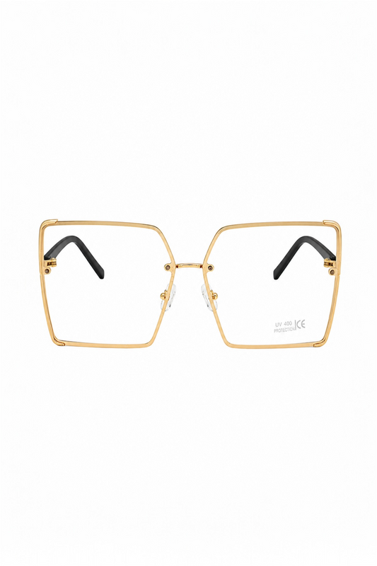 Gold Square Clear Lens Glasses