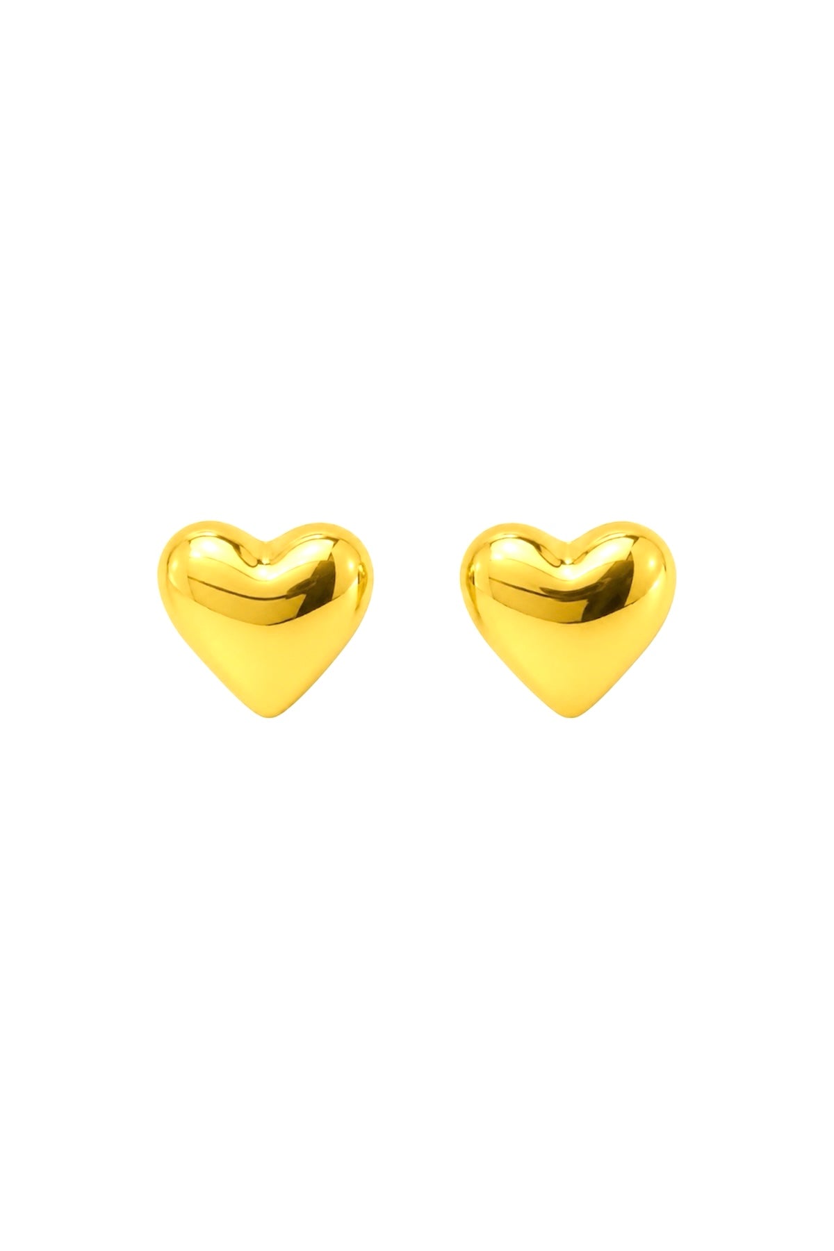 14K Gold Puffy Heart Stud Earrings – Stainless Steel